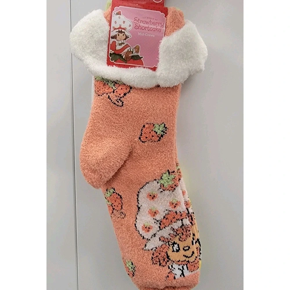 NEW Strawberry Shortcake Ruffle Cuff & Lemon Meringue Mid Crew Soft Socks 2 Pair